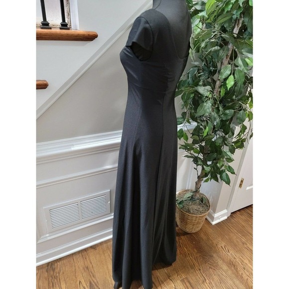 Vintage Southeastern Black Polyester Scoop Neck Short Sleeve Maxi Dress Size 02 - Picture 5 of 10